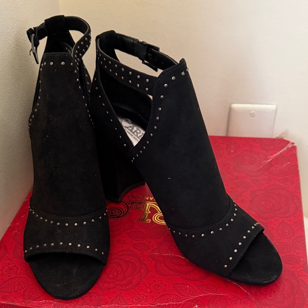 Carlos by Carlos Santana Black Joelle Heeled Sandal  Sz 8.5
